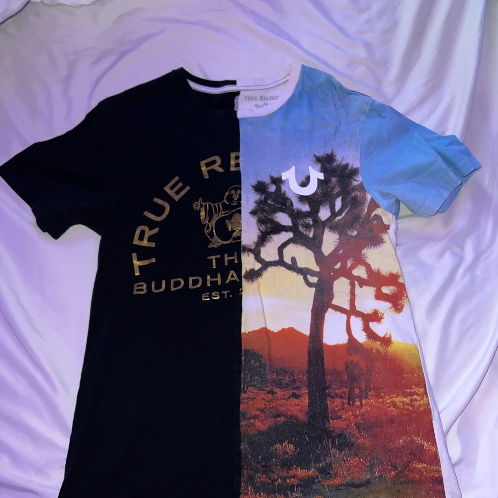 True Religion Black and Blue Short Sleeve Tees
